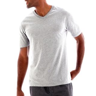 Stafford Cotton Color V Neck T Shirt, Gray, Mens