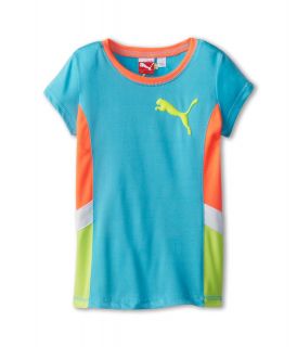 Puma Kids S/S Active Colorblock Tee Girls Short Sleeve Pullover (Blue)