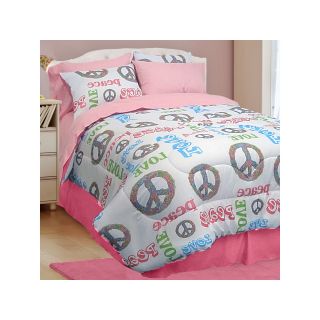 Peace and Love 3  or 4 pc. Comforter Set, Pink, Girls