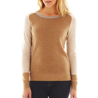 Thermal Colorblock Elbow Patch Sweater   Talls, Heather Camel Cb, Womens