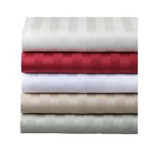 Grace Home Fashions 500tc Damask Stripe Egyptian Cotton Sheet Set, White