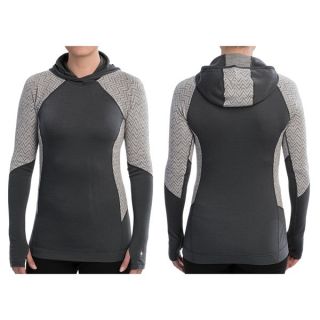 SmartWool NTS Midweight Pattern Base Layer Hoodie Shirt   UPF 50+  Merino Wool  Long Sleeve (For Women)   GRAPHITE (M )