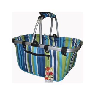 JanetBasket Large Blue Stripes Aluminum Frame Basket