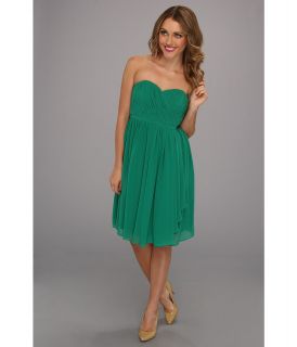 Donna Morgan Lindsey Strapless Chiffon Dress Womens Dress (Green)