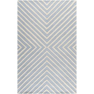 Hand tufted Moroccan Cambridge Ivory/ Light Blue Wool Rug (5 X 8)