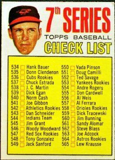 Brooks Robinson 1967 Topps Checklist Card #531  Sports Related Trading Cards  Sports & Outdoors