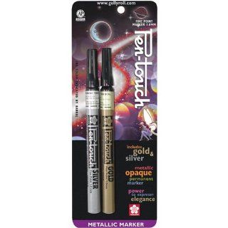Sakura 1mm Pen Touch Fine Point Markers, Gold and Silver Metallic
