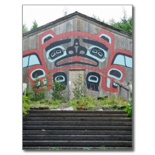 Clan house and totem poles, Ketchikan, Alaska Postcards