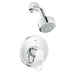 Grohe 27547000 Pressure Balanced Shower Single Handle Includes Multi Function Shower Head, Show, Starlight Chrome   Shower Systems  