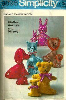 Simplicity 9098 Craft Sewing Pattern, Set of Transfers for Stuffed Animals and Pillows Vintage 1979 