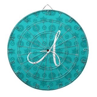 Monogram turquoise christmas stars snowflakes dart board