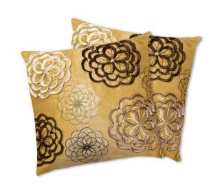Lush Decor Covina Pillows, Yellow, Set of 2   Throw Pillows