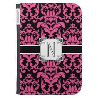 Letter N Monogram Floral Damask Typography Scroll Kindle Covers