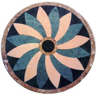 Tile Floor Medallion Marble Mosaic Flower Design 38"    