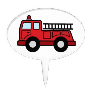 Cartoon Clip Art Firetruck Emergency Vehicle Truck Cake Toppers