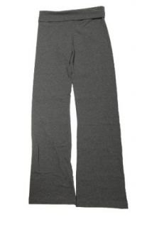 Zenana Women's Basic Fit and Flare Fold Over Cotton Pants Small Charcoal Clothing