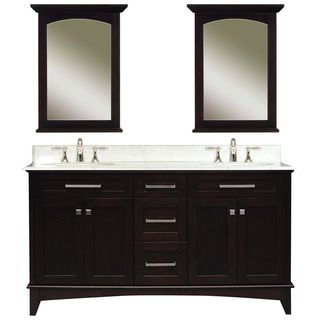 Water Creation Manhattan 60 inch Dark Espresso Vanity with Marble Top and Two Matching Mirrors Water Creation Bathroom Vanities