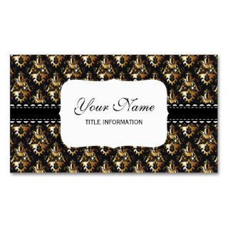 Black and Gold Damask Pattern Business Cards