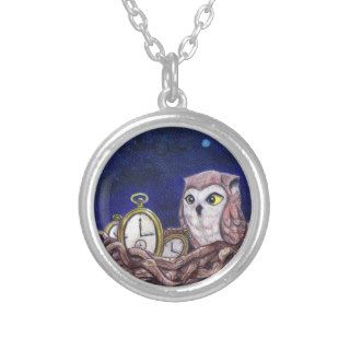 Owl with clock eggs necklace