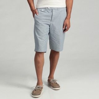 French Connection Men's Blue Gingham Linen Blend Shorts French Connection Shorts