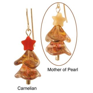 14k Gold Fill 'Twinkling Amber' Gemstone Holiday Tree Earrings Earrings