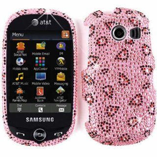 Pink Leopard Pattern Diamond Bling Stones Snap on Cover Faceplate for Samsung Flight II a927 Cell Phones & Accessories
