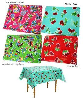 GGF   Mexican Oilcloth Craft Mat Table Cloth   Cherries   Aqua   Tablecloths