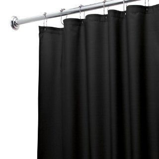 InterDesign Mildew Free Waterproof Fabric Shower Curtain, 72 x 72, Black  