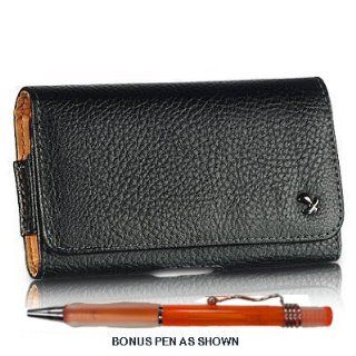 Classic Texture Leather Design Horizontal Belt Clip Magnetic Closing Flap Holster Pouch Case for Samsung Galaxy S4 Active i537 / i9295 (New LTE Android Smart Phone from AT&T / T Mobile) + A Bonus Long Arch Orange White Ball Point Pen + One Bonus 4"
