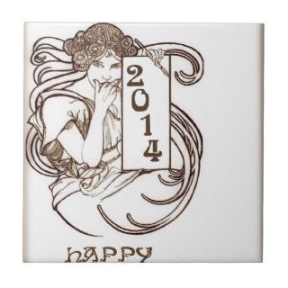 Happy New Year 2014 Ceramic Tile