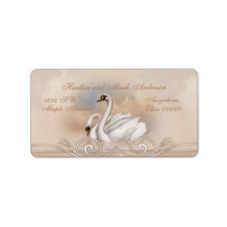 Elegan White Swan Wedding Return Address Labels