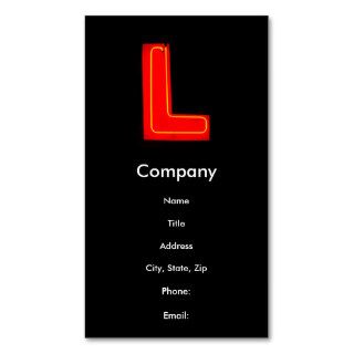 Letter "L" Neon Light Monogram Business Card Template