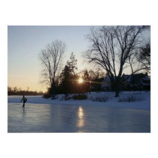 Frozen Lake Sunset Poster
