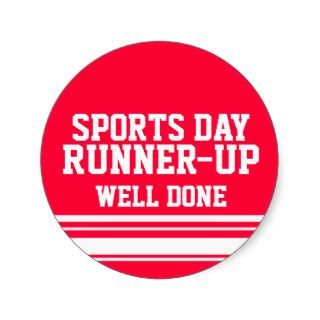 Sports day runner up well done sticker red