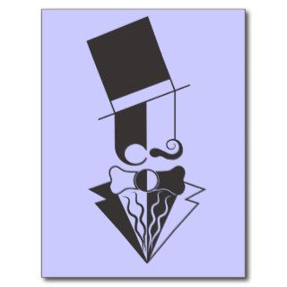 Black and White Top Hat Man Post Cards