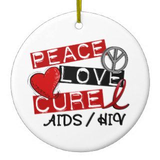 Peace Love Cure AIDS HIV Christmas Tree Ornaments