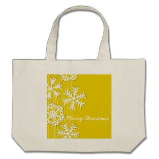 Modern yellow and white Christmas white snowflakes Bag
