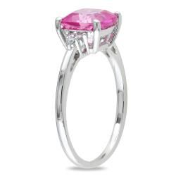 Miadora 10k White Gold Created Pink Sapphire Ring (H I, I2 I3) Miadora Gemstone Rings