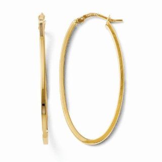 Leslie's 14k Polished Oval Hinged Hoop Earrings LE554 Jewelry