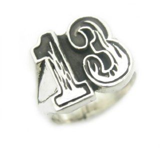 Sterling Silver Lucky 13 Ring With Flames Jewelry Products Jewelry