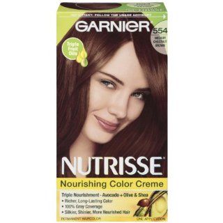 Garnier Nutrisse Permanent Haircolor, 554 Medium Chestnut Brown  Chemical Hair Dyes  Beauty