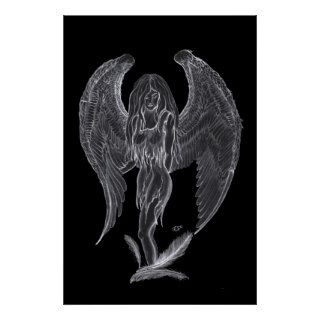Angel pencil drawing Black and white Design Poster