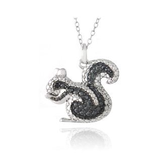 DB Designs Sterling Silver Black Diamond accent Squirrel Necklace DB Designs Diamond Necklaces