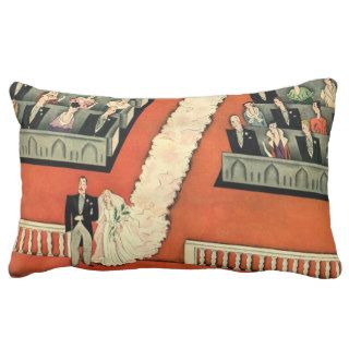 Vintage Art Deco Wedding, Bride Groom Newlyweds Pillow