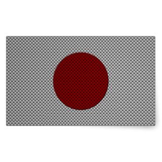 Flag of Japan with Carbon Fiber Effect Rectangle Sticker