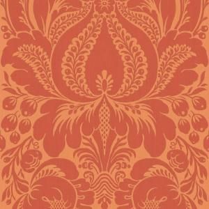 The Wallpaper Company 8 in. x 10 in. Orange Large Scale Damask Wallpaper Sample WC1280103S