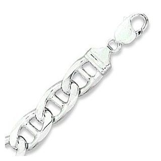 Sterling Silver 22 Inch 350 Flat Marina Chain Necklace   13.5mm Wide Forza Jewelry Jewelry