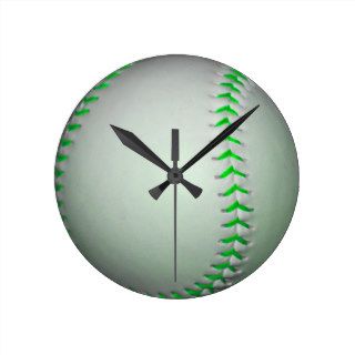 Bright Green Stitches Baseball Wall Clock