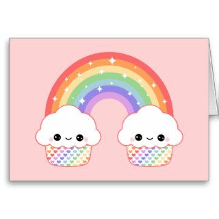 Kawaii Cupcake Rainbow Cards
