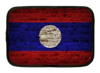 Laos Flag Brick Wall Design Neoprene Sleeve   Fits all iPads and Tablets